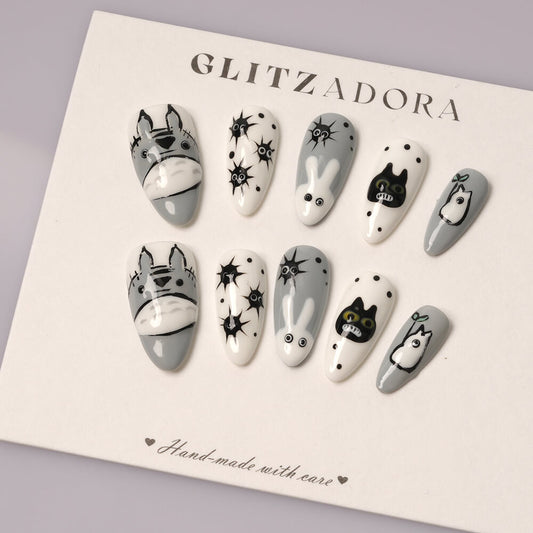 Parche de uñas postizas hecho a mano de alta calidad Alicia en el país de las maravillas