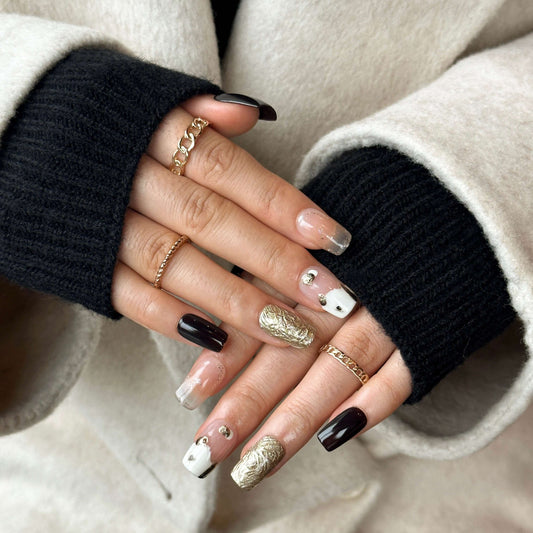 Fototerapia hecha a mano Uñas usables Champagne Latte Uñas usables Venta al por mayor Prensa en uñas