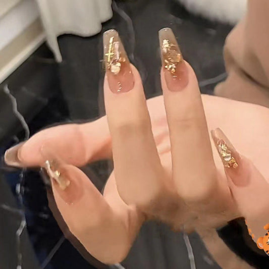 Cáscara de uñas de fototerapia hecha a mano lámina de oro al por mayor reutilización de uñas falsas