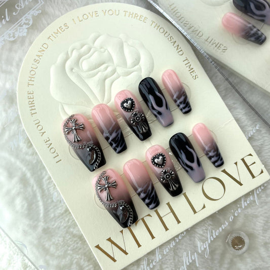 Uñas postizas hechas a mano Lentejuelas de manicura Cool Wear