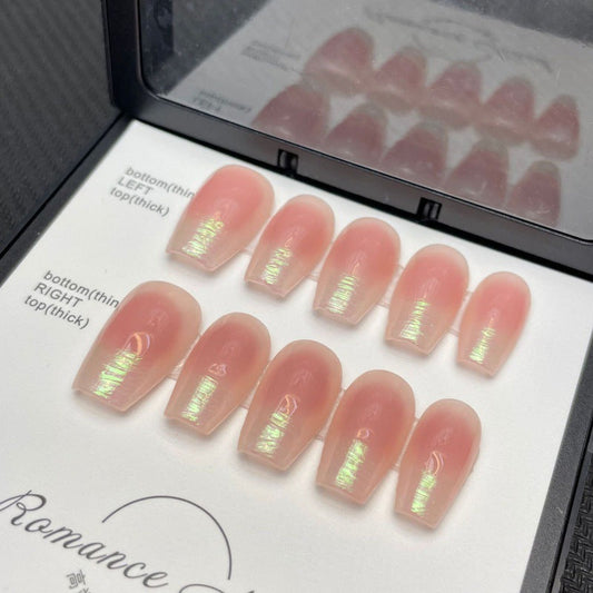 Primavera y verano hielo blanco polvo penetrante colorete parche de uñas Aurora plisado estilo francés