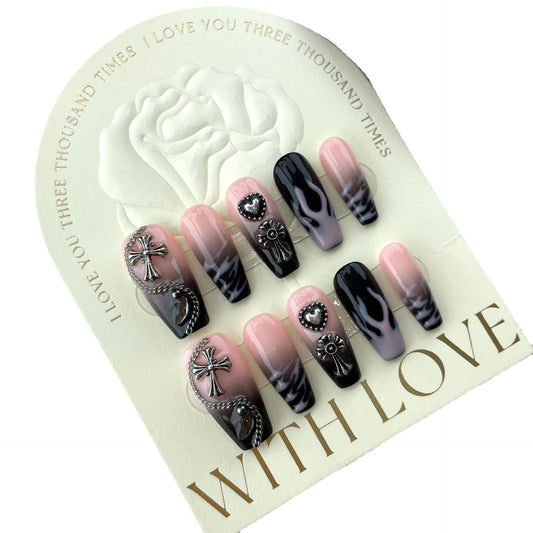 Uñas postizas hechas a mano Lentejuelas de manicura Cool Wear