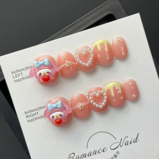 Fotos hechas a mano y de la vida real de chicas lindas con uñas postizas Estilo de dibujos animados