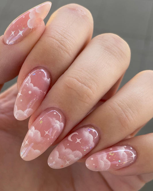 [Uñas manuales] Honey Tea Champagne Rabbit Wearing Nail Advanced Aurora Shining Diamond Nail Patch Manual Nail 