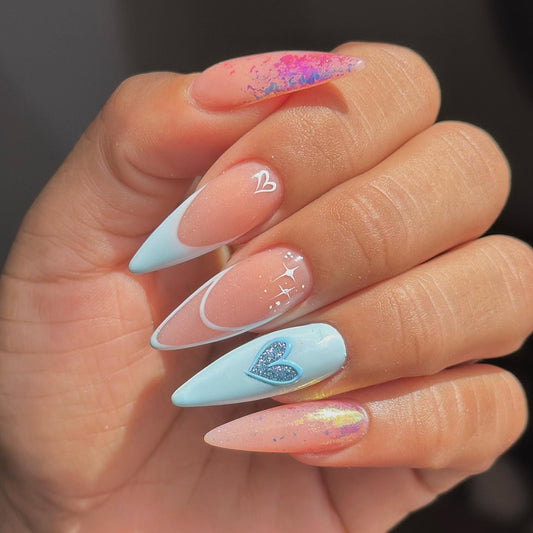 [Clou manuel] Honey Tea Champagne Rabbit Wearing Nail Advanced Aurora Shining Diamond Nail Patch Manual Nail 