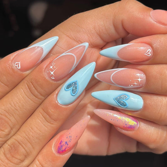 [Clou manuel] Honey Tea Champagne Rabbit Wearing Nail Advanced Aurora Shining Diamond Nail Patch Manual Nail 