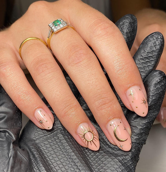 [Clou manuel] Honey Tea Champagne Rabbit Wearing Nail Advanced Aurora Shining Diamond Nail Patch Manual Nail 