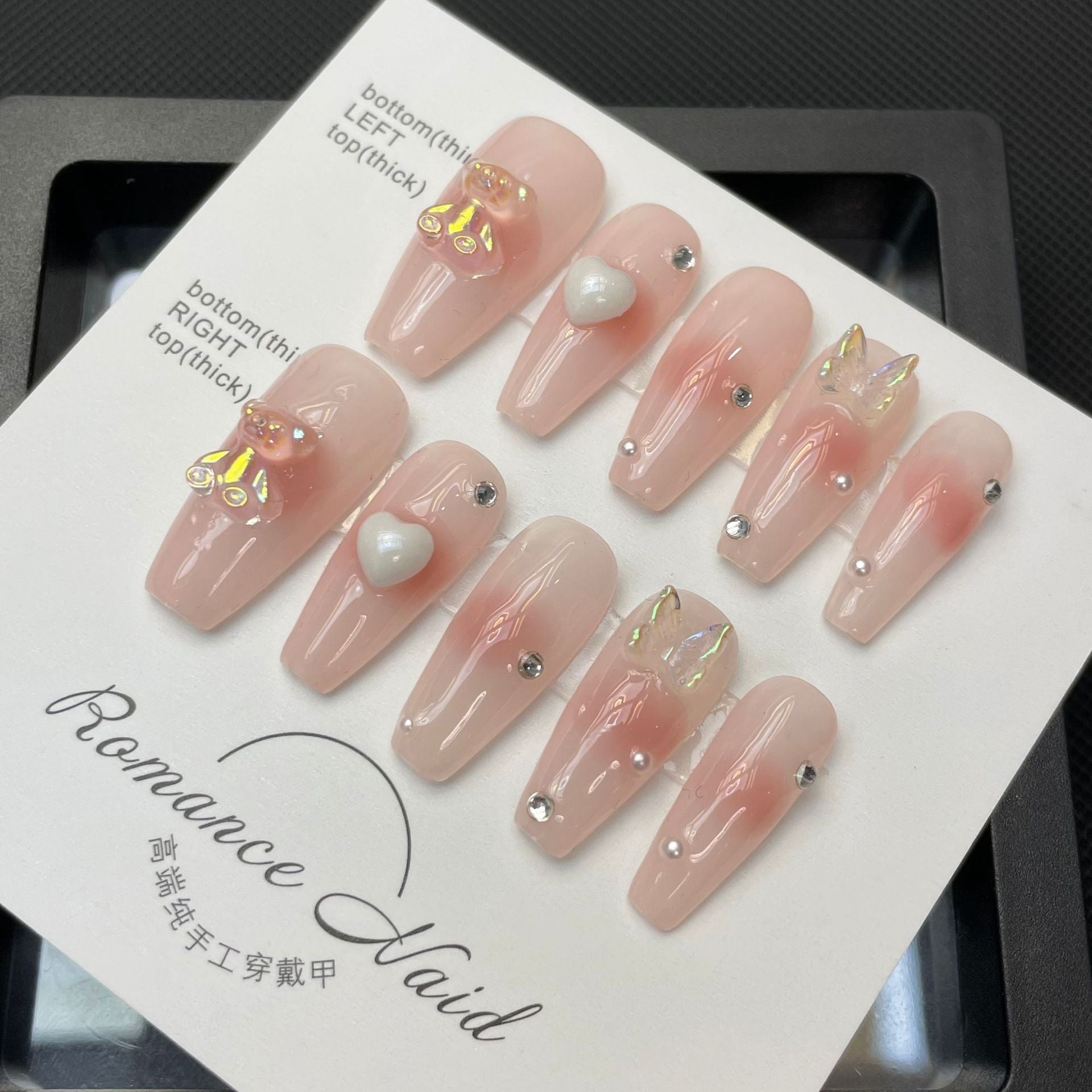 Bear Sweet Heart Powder Blusher Nail | Glitzadora