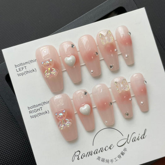 Bear Sweet Heart Powder Blusher Nail | Glitzadora